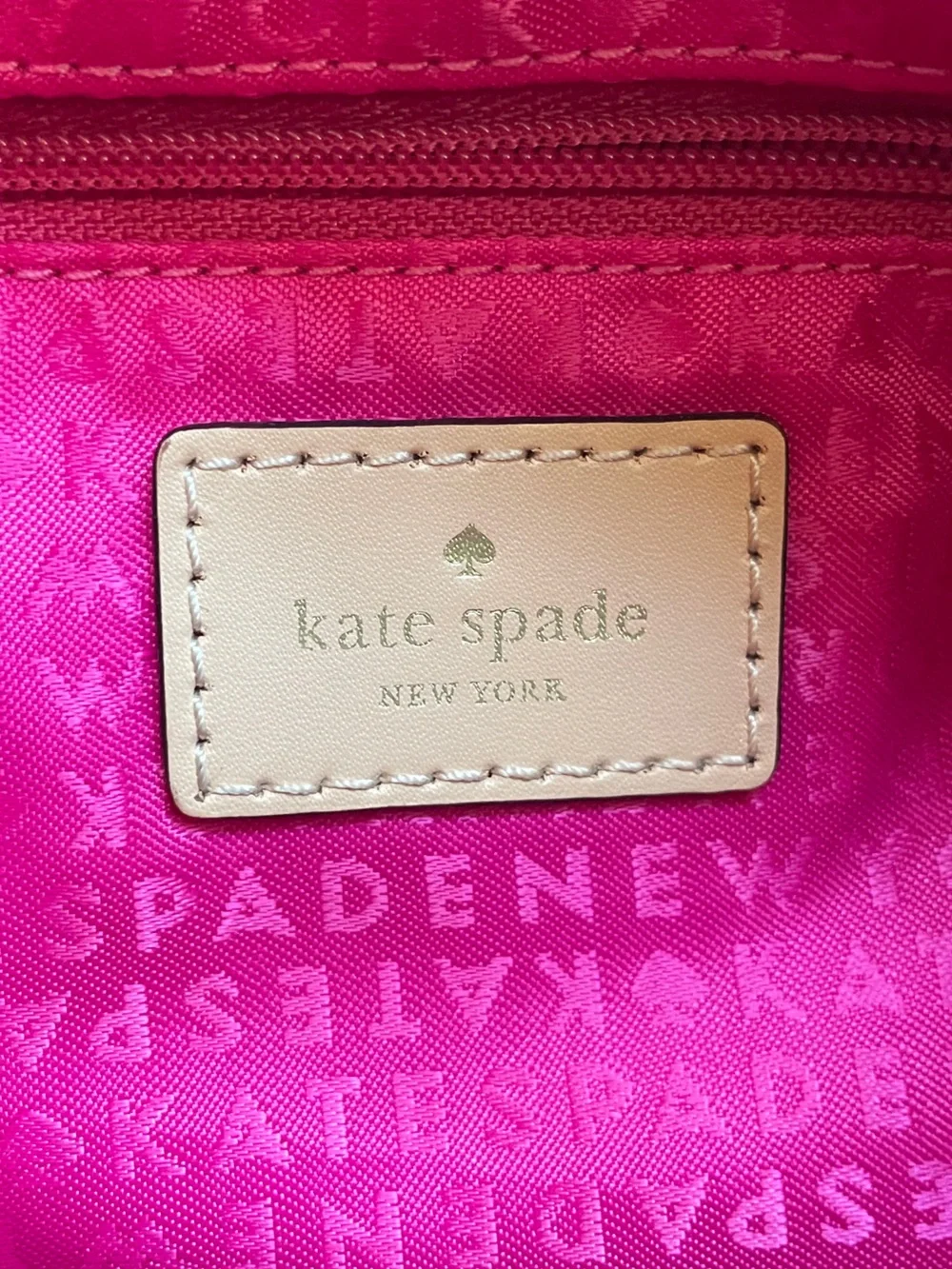 kate spade Black Nylon Tote with Neutral Leather Handles and Gold Plaque